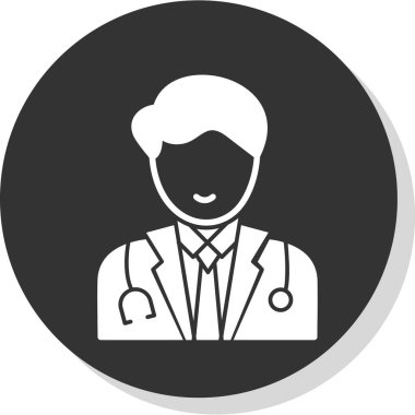 Siyah ve beyaz doktor ikon vektör çizimi basit tasarım