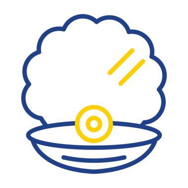 Kabuk kabuğu simgesinde inci, vektör illüstrasyonu