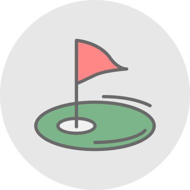 düz Golf bayrağı simgesi, vektör illüstrasyonu