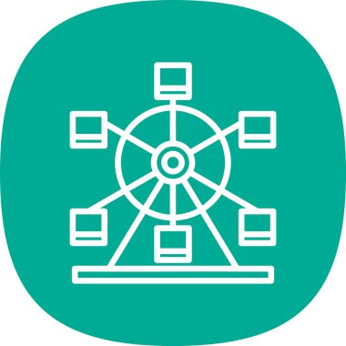 Dönme dolap ağ simgesi, vektör illüstrasyonu 