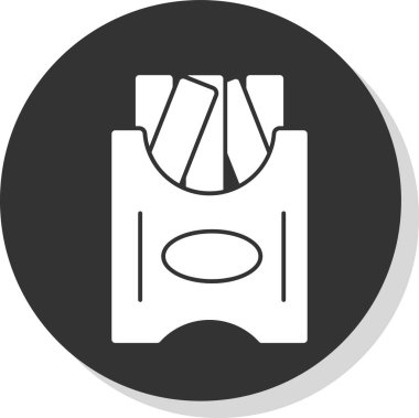 siyah ve beyaz patates kızartması simgesi, vektör çizimi basit tasarım