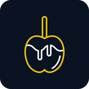 mavi armut üzerinde siyah çizgi simgesi izole edildi. Yaprak sembollü meyve. Sarı kare düğme. vektör.