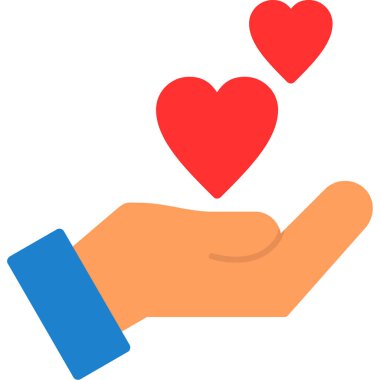 El ele tutuşan kalp simgesi düz stil