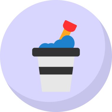 Kum kovası kürek ağ simgesi, basit vektör illüstrasyonu