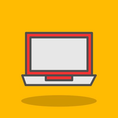 Basit dizüstü bilgisayar simgesi, vektör illüstrasyonu