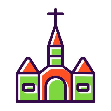 Katedral. Web simgesi basit illüstrasyon