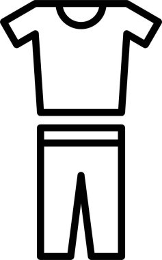 Giysi sembolü. Tişört ve pantolon simgesi, vektör illüstrasyonu  