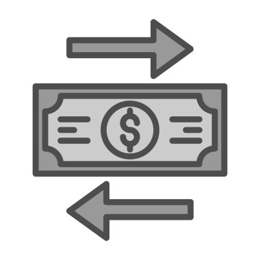 para değişimi vektör çizgisi simgesi şeffaf arkaplanda