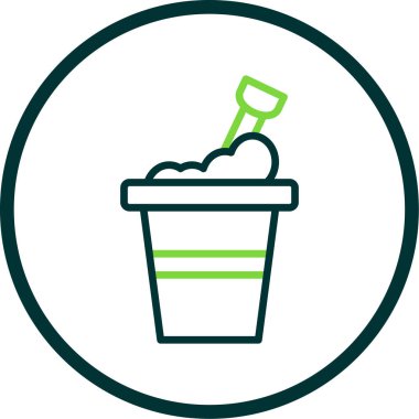 Kum kovası kürek ağ simgesi, basit vektör illüstrasyonu