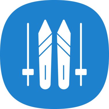 Kayaklar ve çubuklar simgesi, vektör basit illüstrasyon