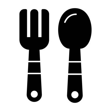 Çatal ve kaşık, bebek çatal ve kaşık vektör çizimi