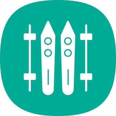 Kayaklar ve çubuklar simgesi, vektör basit illüstrasyon