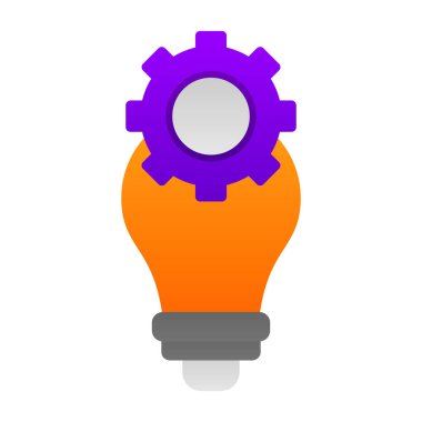 Dişli simgesi olan ampul, vektör illüstrasyon grafik tasarımı