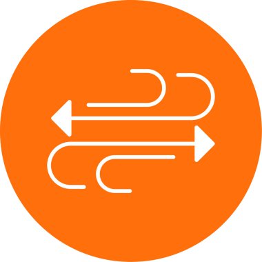 Yön ok vektör simgesi. biçim düz çizgi sembolü, turuncu renk, yuvarlak açılar, beyaz arkaplan.