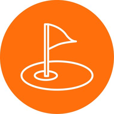 Golf sahası ikonu. Bayrak deliğinde. Vektör izole illüstrasyonu 