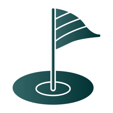 Mini golf sahası simgesi. Bayrak deliğinde. Vektör izole illüstrasyonu 