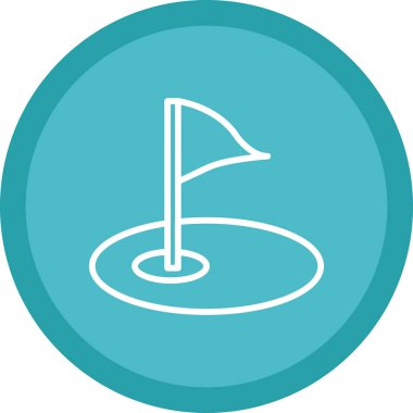 Golf sahası ikonu. Bayrak deliğinde. Vektör izole illüstrasyonu 