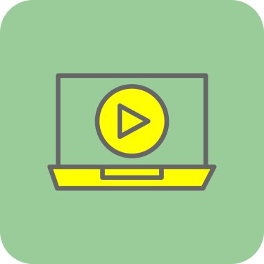 Video oynatıcı simgesi. Web tasarımı için video oynatıcı vektör simgelerinin düz çizimi