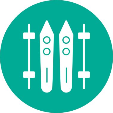 Kayaklar ve çubuklar simgesi, vektör basit illüstrasyon