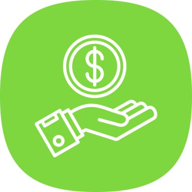 Para biriktir. Web simgesi basit bir illüstrasyon. El ve dolar para sembolü