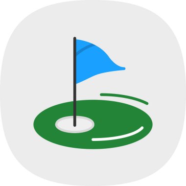 düz Golf bayrağı simgesi, vektör illüstrasyonu