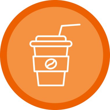 Saman içen kağıt kahve fincanı. Kafe logosu. Vektör.