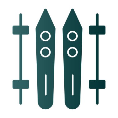 Kayaklar ve çubuklar simgesi, vektör basit illüstrasyon