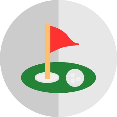 Yuvarlak düğmeli bir bayrak ile golf topu