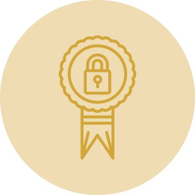 Asma kilitli madalya. Web simgesi basit illüstrasyon