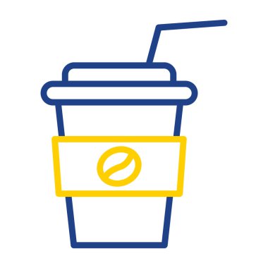 Saman içen kağıt kahve fincanı. Kafe logosu. Vektör.