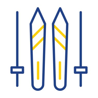 Kayaklar ve çubuklar simgesi, vektör basit illüstrasyon