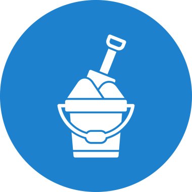 Kum kovası kürek ağ simgesi, basit vektör illüstrasyonu