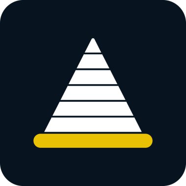 Üçgen piramit düz simgesi siyah arkaplan, vektör, illüstrasyon izole