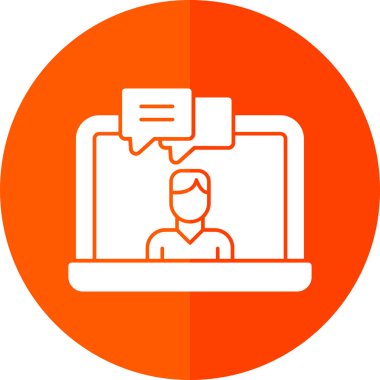 Bir adamla bilgisayarın vektör çizimi