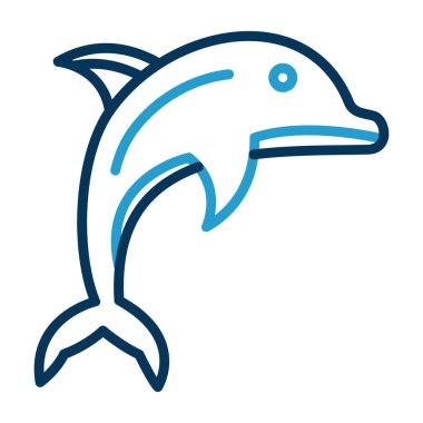 Hayvan yunus ikonu. Anahat hayvan yunus vektör simgesi rengi düz izole