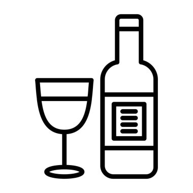 Cam ikonlu bir bardak şarap, taslak tarzı.