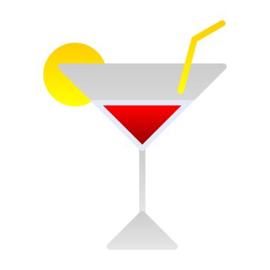 Kokteyl ikonu ya da limonla imzalayıp saman içmek. Vektör illüstrasyonu.