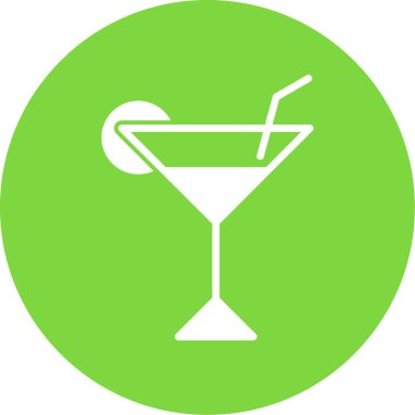 Kokteyl ikonu ya da limonla imzalayıp saman içmek. Vektör illüstrasyonu.