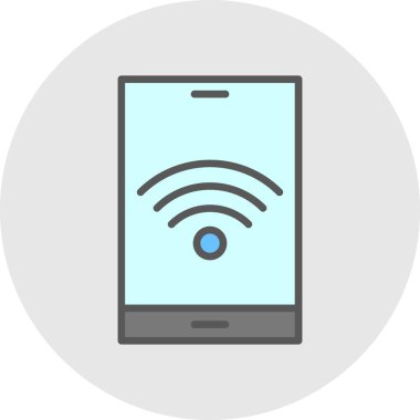 wifi sembollü tablet pc, vektör illüstrasyonu, kablosuz simge
