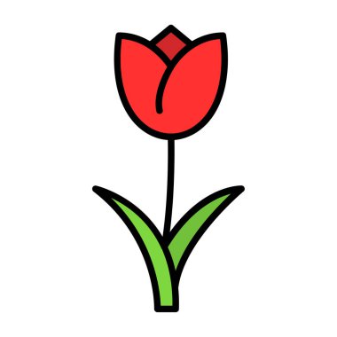 Basit düz lale çiçeği tasarımı vektör çizimi 