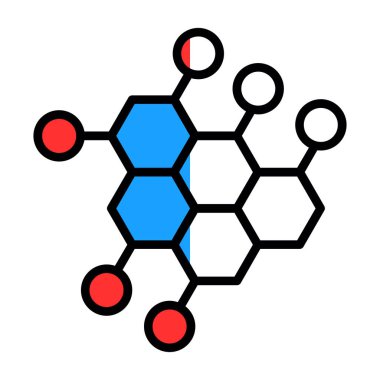Bir molekülün kırmızı ve mavi ikonunun vektör çizimi