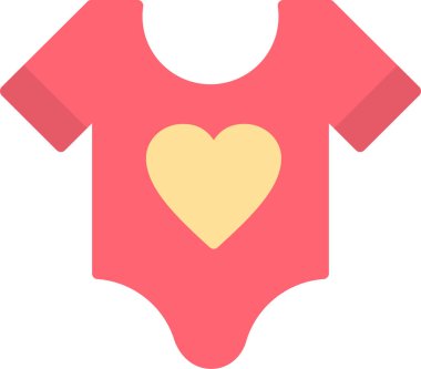 Bebek giysisi düz simge. Vektör pembe sembol. Moda düz biçim illüstrasyonu.