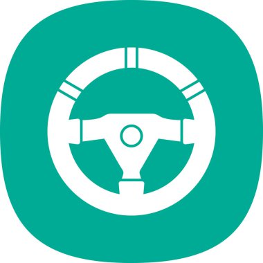 araba direksiyonunun düz simgesi, vektör resimli 