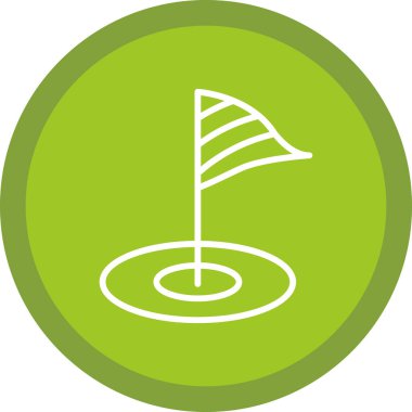 Mini golf sahası simgesi. Bayrak deliğinde. Vektör izole illüstrasyonu 