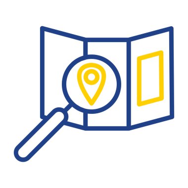 iğne ve büyütme cam vektör çizim tasarımı ile harita konumu