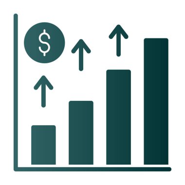 Büyüme grafik düz vektör simgesi
