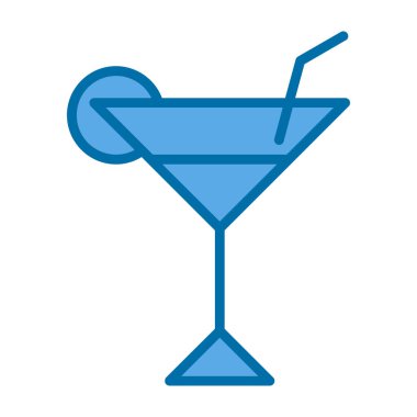 Kokteyl ikonu ya da limonla imzalayıp saman içmek. Vektör illüstrasyonu.