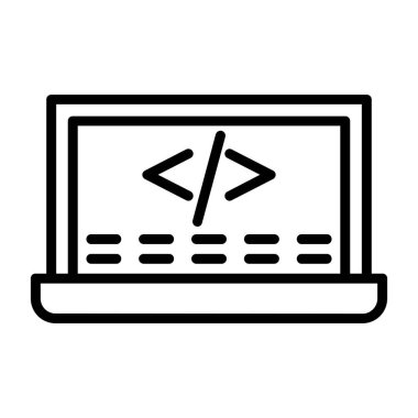 Web geliştirme simgesi. Ekranda kod, vektör illüstrasyonu