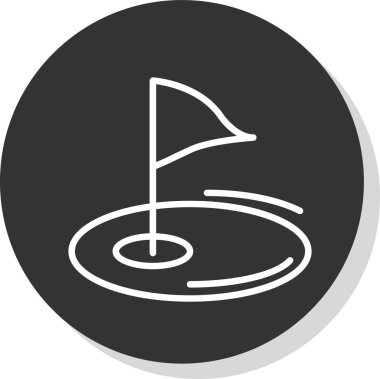 düz Golf bayrağı simgesi, vektör illüstrasyonu