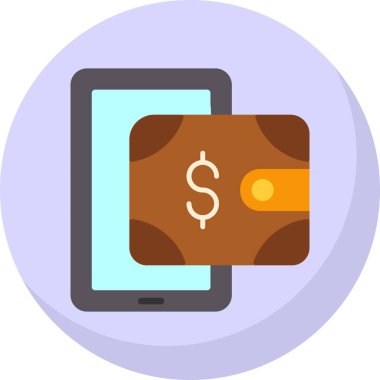 dijital cüzdan simgesi, vektör illüstrasyonu basit tasarım